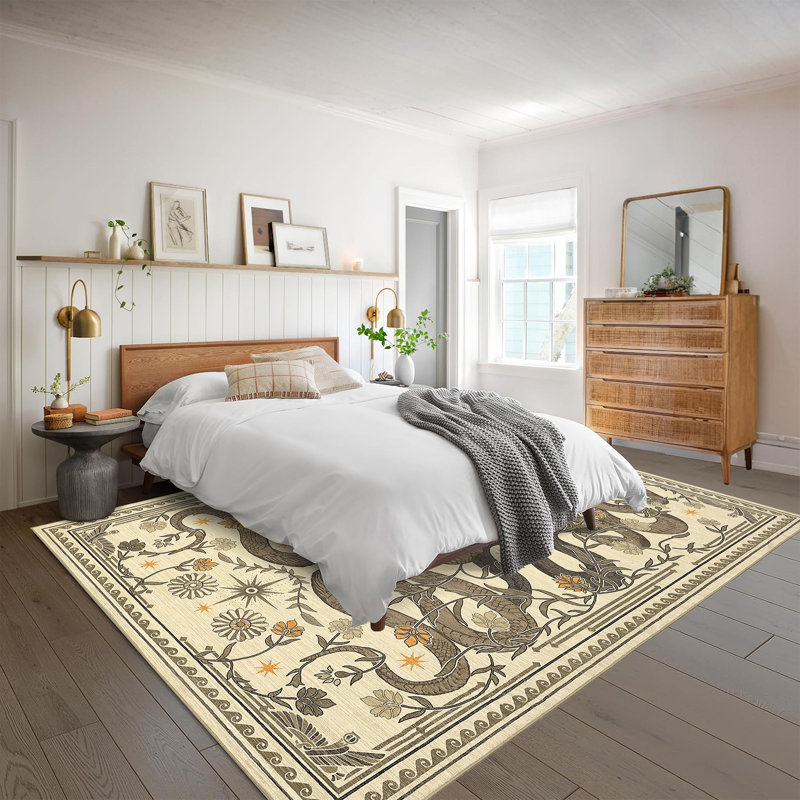 Tapis lavable à la machine Snakes Tapis antidérapant Wild Life, Chameau, Rectangle 5 pi x 7 pi