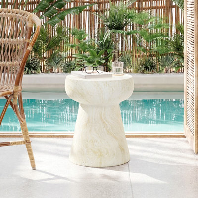 Tables d'appoint en béton de forme champignon, table de bout à piédestal géométrique moderne, table basse multifonctionnelle et décorative pour l'extérieur