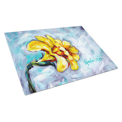 Yellow Daffy Daffodils Glass Cutting Board
