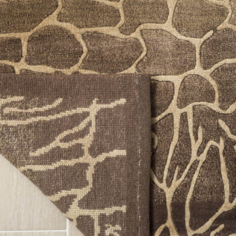 Ipswich Hand-Knotted Wool Brown Area Rug, Rectangle 4' x 6'