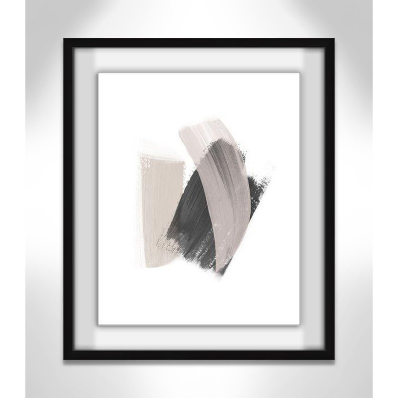Alabaster Strokes - Peinture encadrée, H 1,25 po x l 25,5 po x P 1,25 po, Cadre noir satiné