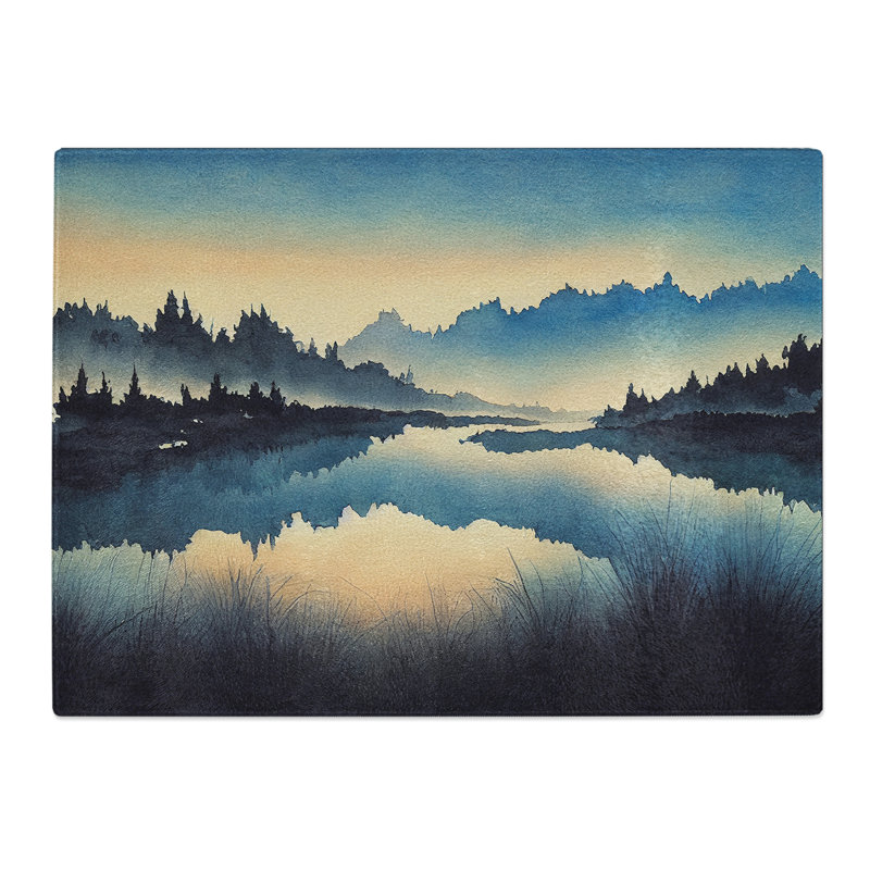Forest River Reflection  Glass Chopping Board