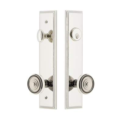 Carré Tall Plate Complete Entry Set with Single Cylinder Deadbolot and Soleil Knob