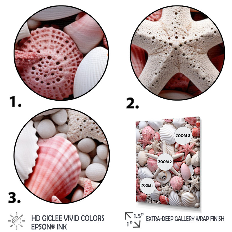«Beige rose coquillage sur la plage I», reproduction sur toile, H 32 po x l 16 po x P 1 po, Cadre photo noir