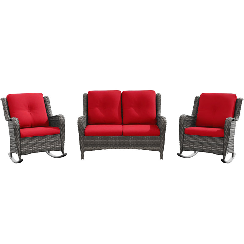 Sumuka 4-Person Outdoor Conversation Set with Cushions, Rouge