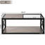 Table basse contemporaine avec rangement en verre trempé et structure en métal, structure stable, structure industrielle unique en X avec charge de 220 lb, matériau, surface lisse, largeur 38,94 po-1035832166