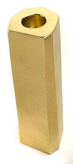 Brass Tabletop Candlestick, 5.5" H x 2" W x 2" D
