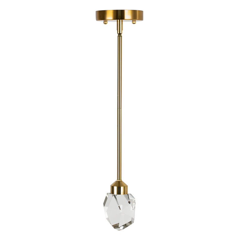Gopesh 1 - Light Crystal Geometric Integrated LED Kitchen Island Pendant, Gold