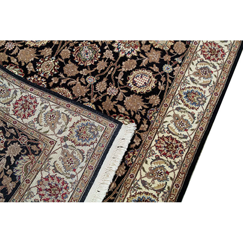 Tapis noir de haute qualité noué à la main
