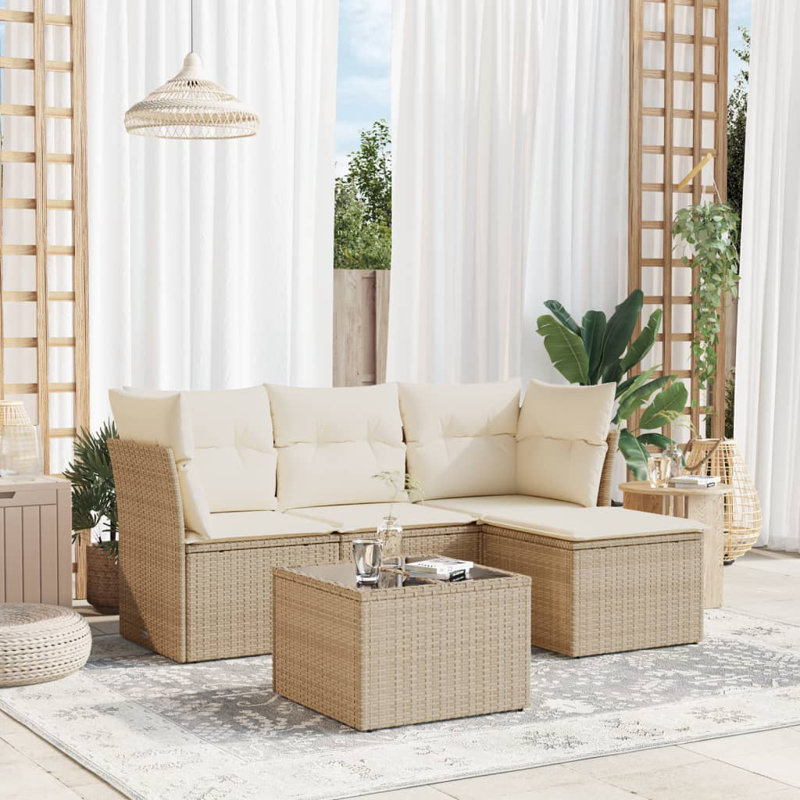 Ensemble de canapé de jardin en rotin PE 5 pièces Vidaxl