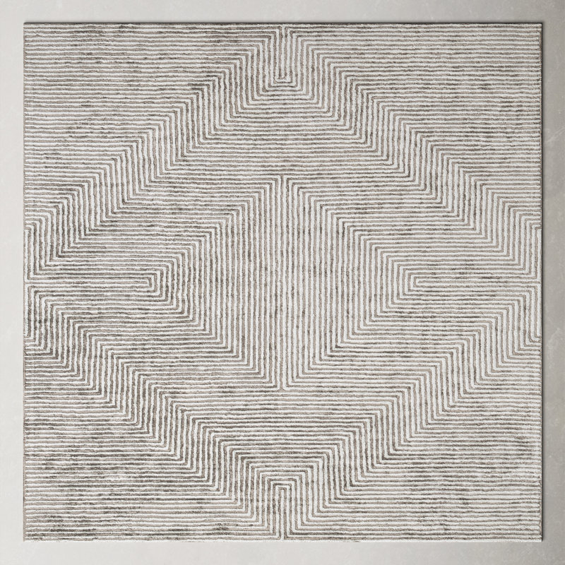 Balos Hand Tufted Viscose Geometric Indoor Rug, Square 8'