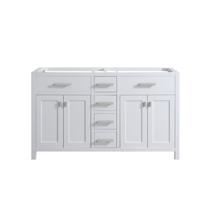 61'' Double Bathroom Vanity Base Only, Pearl White