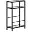 3-Tier Side Table, Narrow End Table with Storage Shelf and Tempered Glass Tabletop for Small Spaces, Black