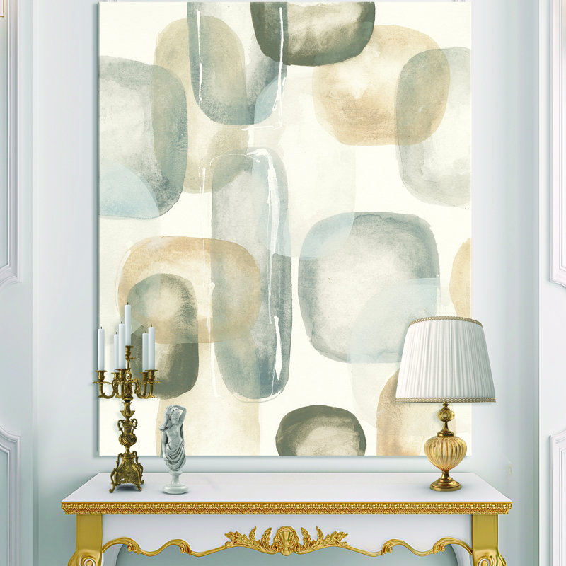 Abstrait gris neutre, peinture sur toile - Pierres grises ovales I, H 20 po x l 12 po x P 1po