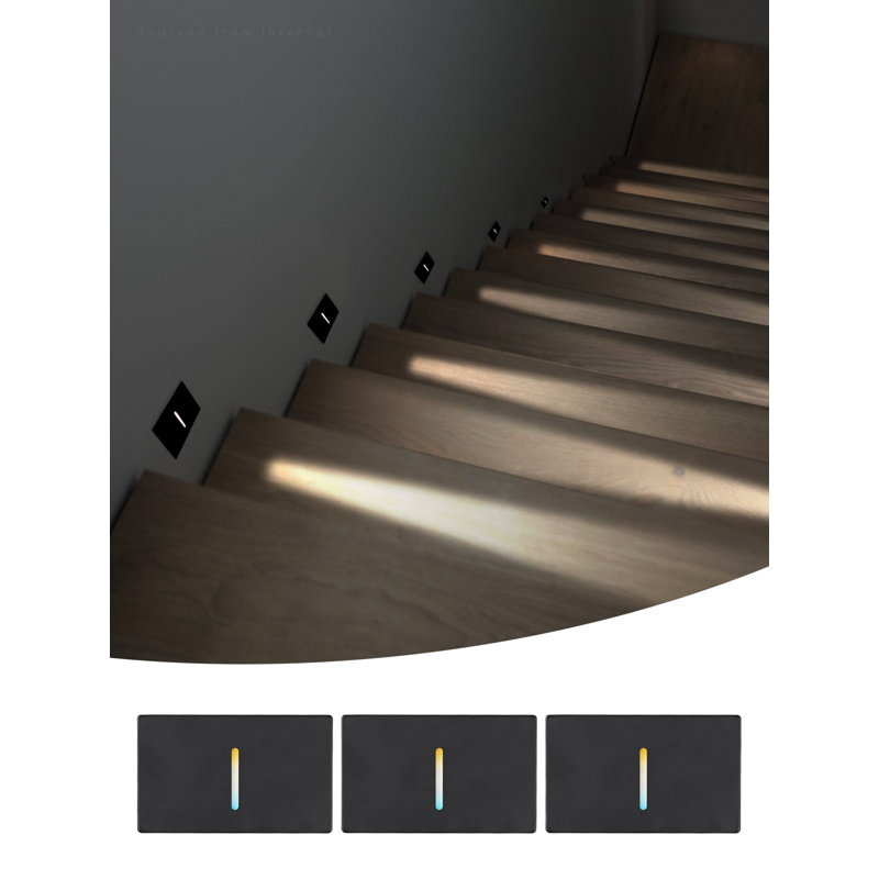 LED Horizontal 5CCT Step Light, Dimmable Indoor Stair Light with Replaceable Magnetic Faceplate, Black