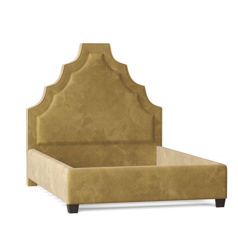 Lit plateforme tapissier Lexi, Grand, Beurre Savona, Brun acajou