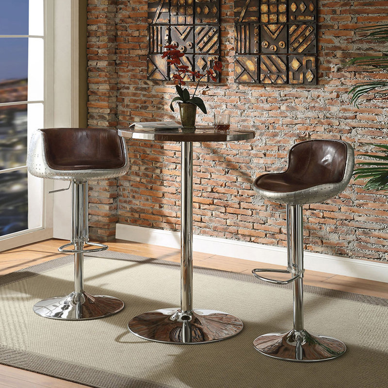 Tabouret pivotant rétro brun et aluminium Vintage
