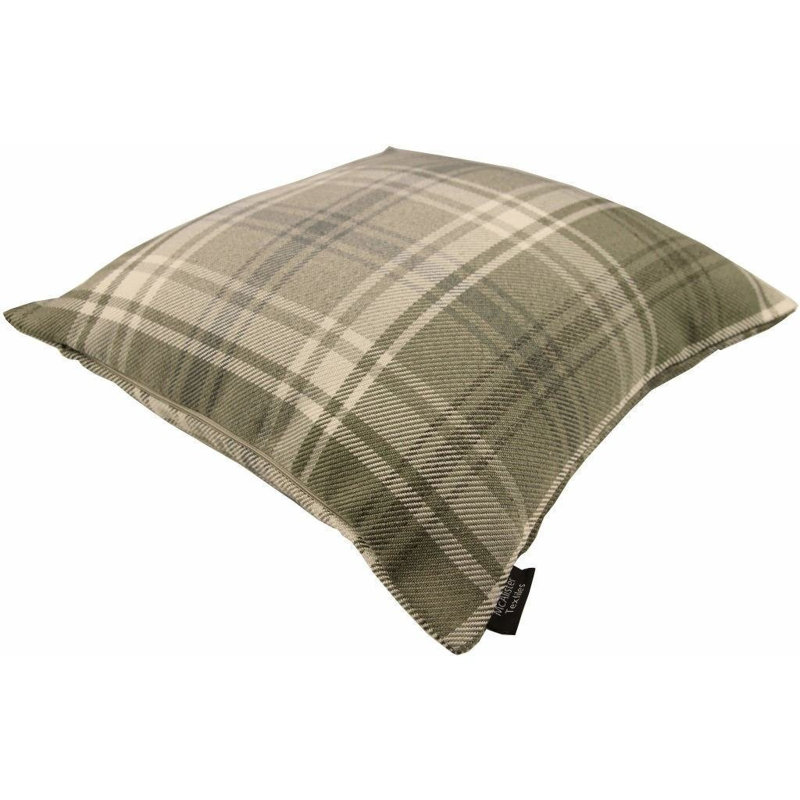 Griffith Plaid Square Cushion, Natural Beige, 49 x 49cm
