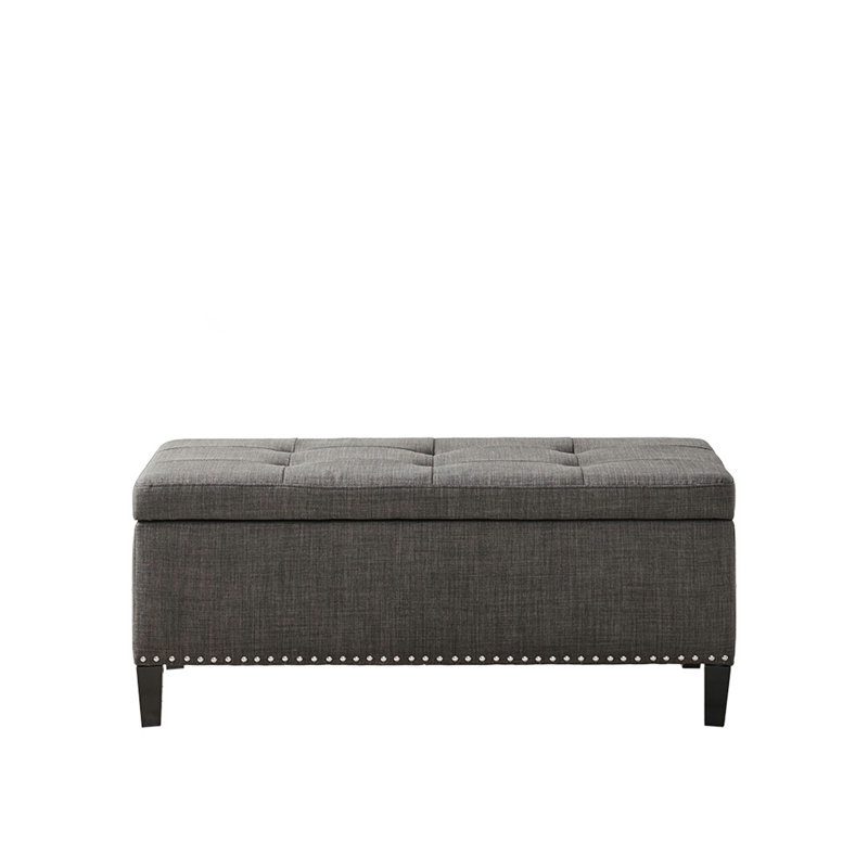 Tufted Top Soft Close Storage Bench, Gris anthracite