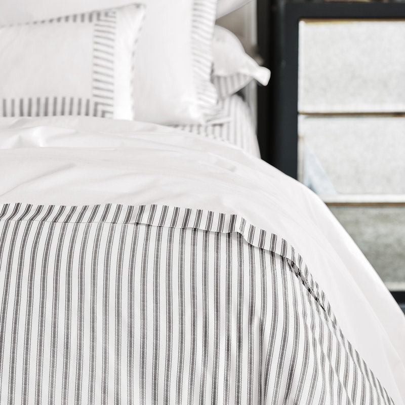 Blass Ticking Duvet Cover, Twin Duvet Cover, Black