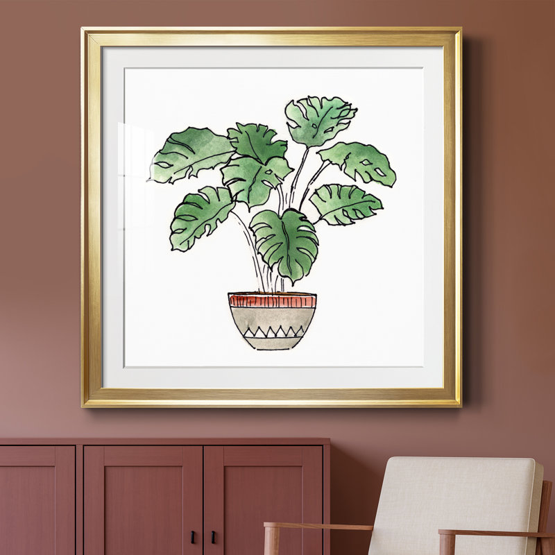 Boho Greenery II - peinture encadrée, Cadre doré, H 26,5 po x l 26,5 po x P 1,5 po