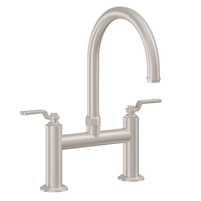 Bridge Kitchen Faucet - Arc Spout, Without Side Spray, Ball Lever, Satin Brass