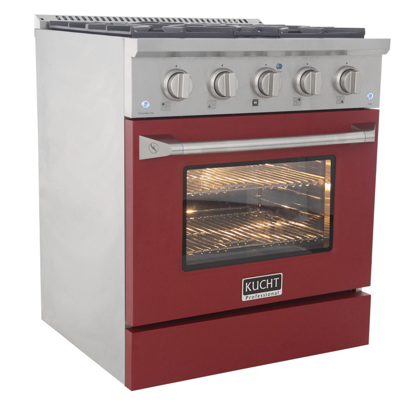 Kucht 30'' W Dual Fuel Free Standing Range, Red, Natural Gas