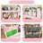 39.4''H Nursery Toy Boxes Organizer with Stuffed Animal Storage, Kids Bookcases with 4 Fabric Storage Bins, Wood Classroom Storage With Movable Building Block Drawers(Pink)-1889216141