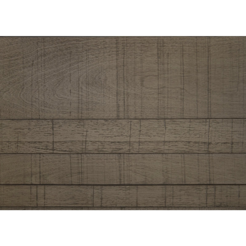 Lit double à panneau Niti, tête de lit en bois gris rustique avec planches