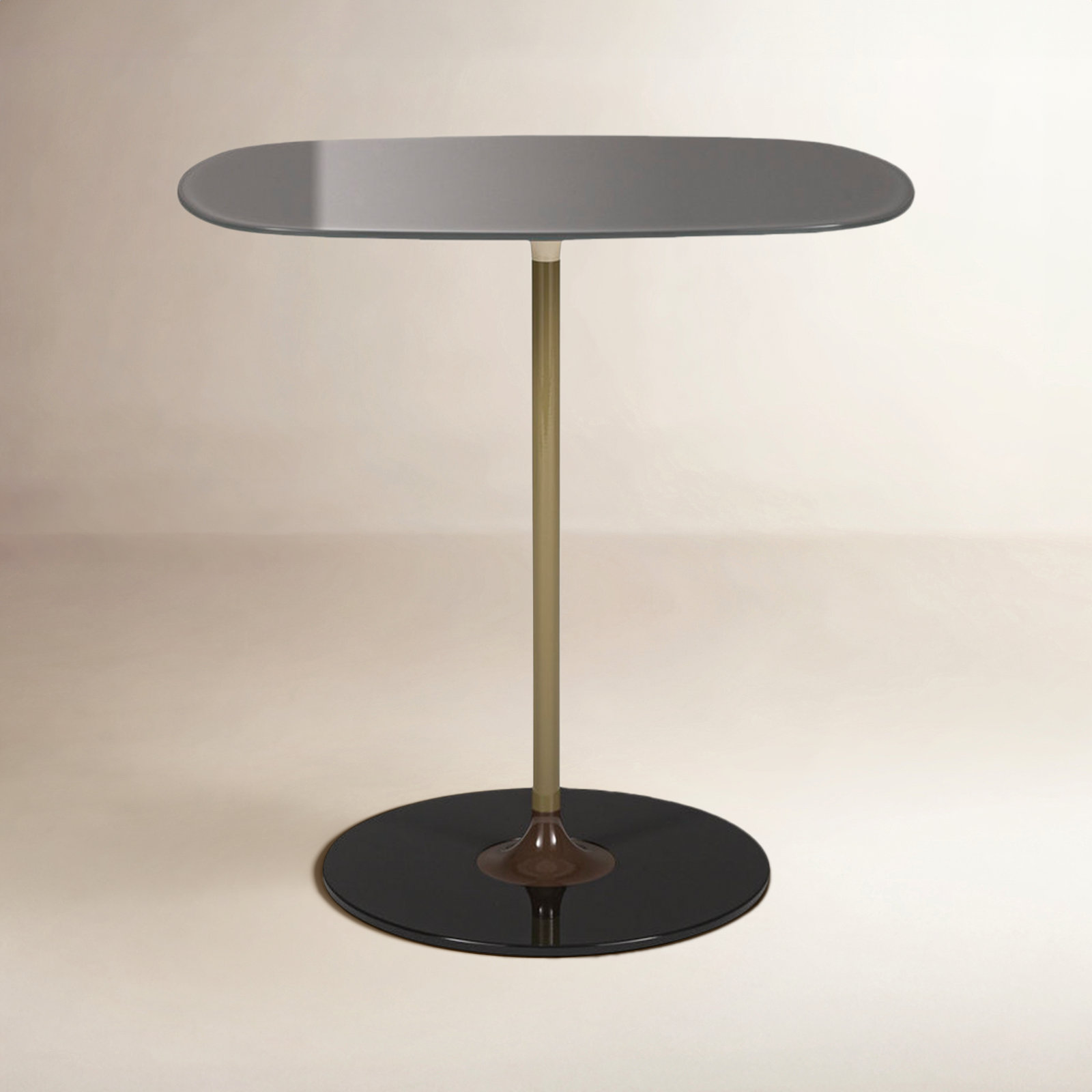Thierry Glass End Table, Gray, 19.66" H x 19.66" W x 13" D