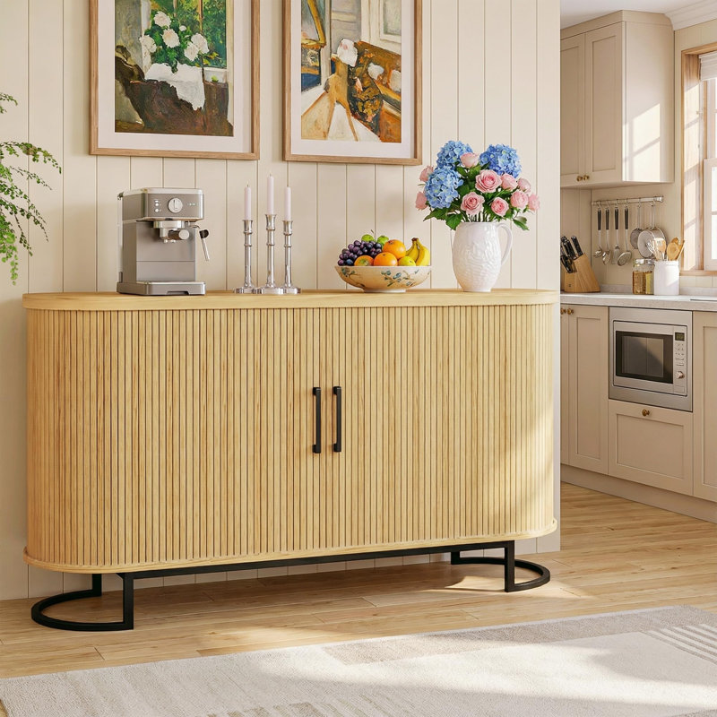 Buffet 54,3 "avec rangement, porte coulissante et tablettes réglables