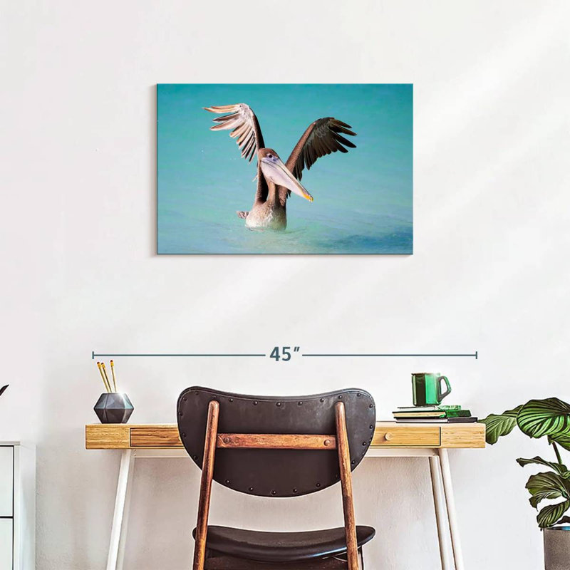 Pelican With Outstretched Wings, 20" H x 30" W