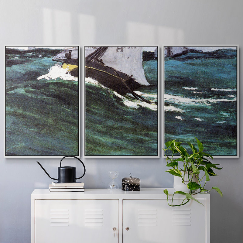 Monet, reproduction sur toile 3 pièces, H 36 po x l 75 po x P 2 po, Blanc