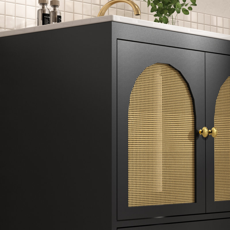 30"Single Bathroom Vanity With Ceramic Sink Top, Black