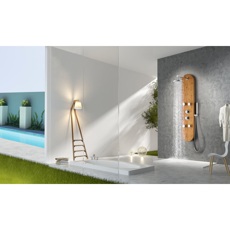 Natural Bamboo 52'' Shower Panel with Chrome Controls