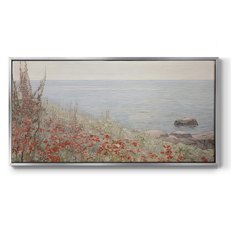 Série paysage - Mxxxxi - Toile tendue avec châssis encadré - Prêt à être accroché, H 25 po x l 49 po, Argent argent