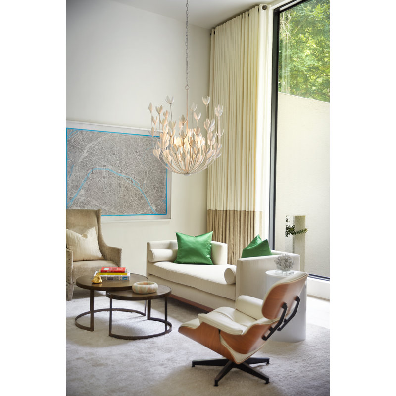 Flora White Textured Plaster Six-Light Handmade Chandelier