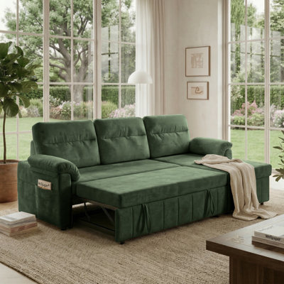 84'' Upholstered Sleeper Sofa L Shape Sofa Bed With Storage And USB