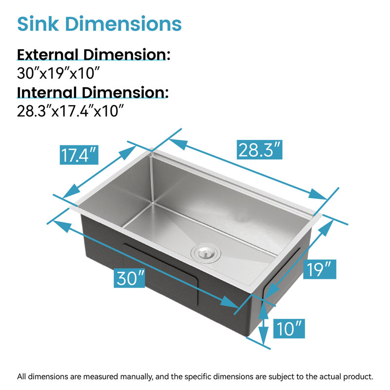 304 Stainless Steel Undermount Sink 30"X19", Single Bowl With Cutting Board, Colander, Long-Lasting Appearance, Smooth Water Disposal 30"X19" Undermount, Resilient Build, Easy Disposal, Silent