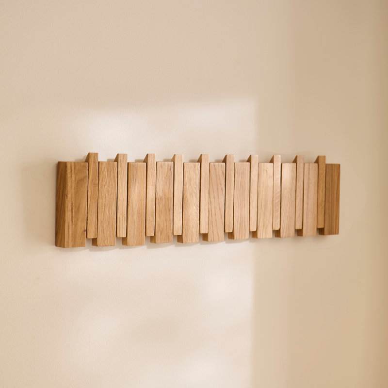 Solid Wood 10 - Hook Coat Rack, Pale Oak
