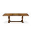 Cet ensemble de cuisine 9 pièces comprend une table de salle à manger et 8 chaises parsons en tissu de lin brun clair avec dossier rembourré - finition noyer antique.-1491523010-1491523038-1496168057