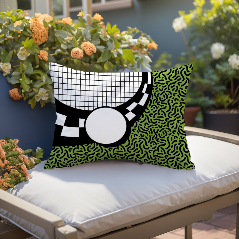 Coussin lombaire réversible Dotrix, Rectangle H 18 po x l 25 po, Noir