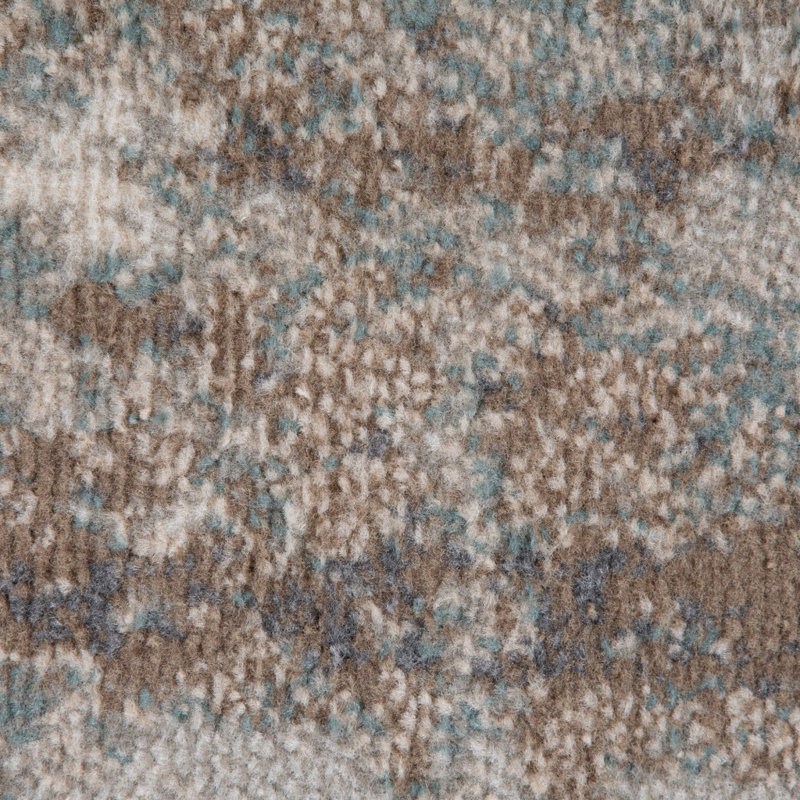 Tapis brun 8 pi x 10 pi à tissage mécanique abstrait
