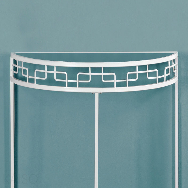 Console décorative, verre trempé, métal pour le salon - blanc