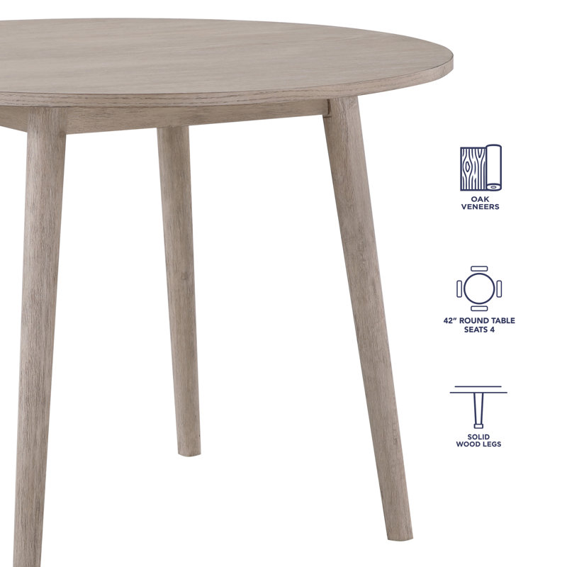 Meili Willow 4-Person 42" Round Solid Wood Dining Set, Beige