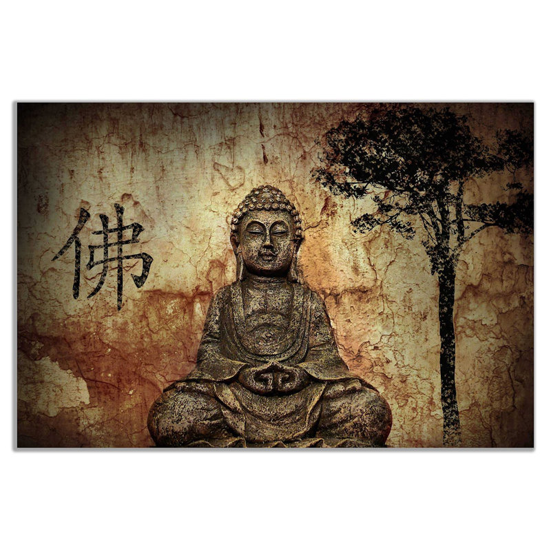 Religion Buddha In Grotto With Chinese Fo Religion - Wrapped Canvas Print, 31cm H x 46cm W