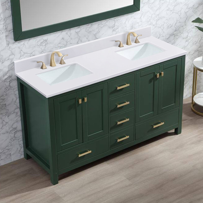 60'' Engineered Stone Double Bathroom Vanity Top with Sink