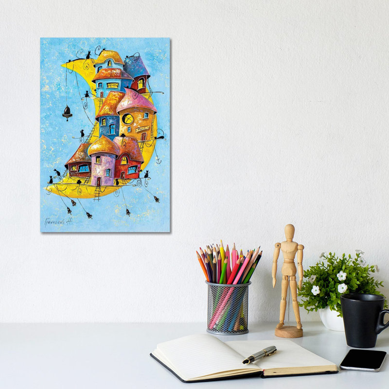 Moon City Of Cats by Natalia Grinchenko - Wrapped Canvas Print, 30.48cm H x 20.32cm W x 1.905cm D