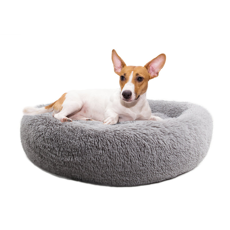 Tapis pour chien doux et rond, Gris, H 6 po x l 36 po x P 36 po