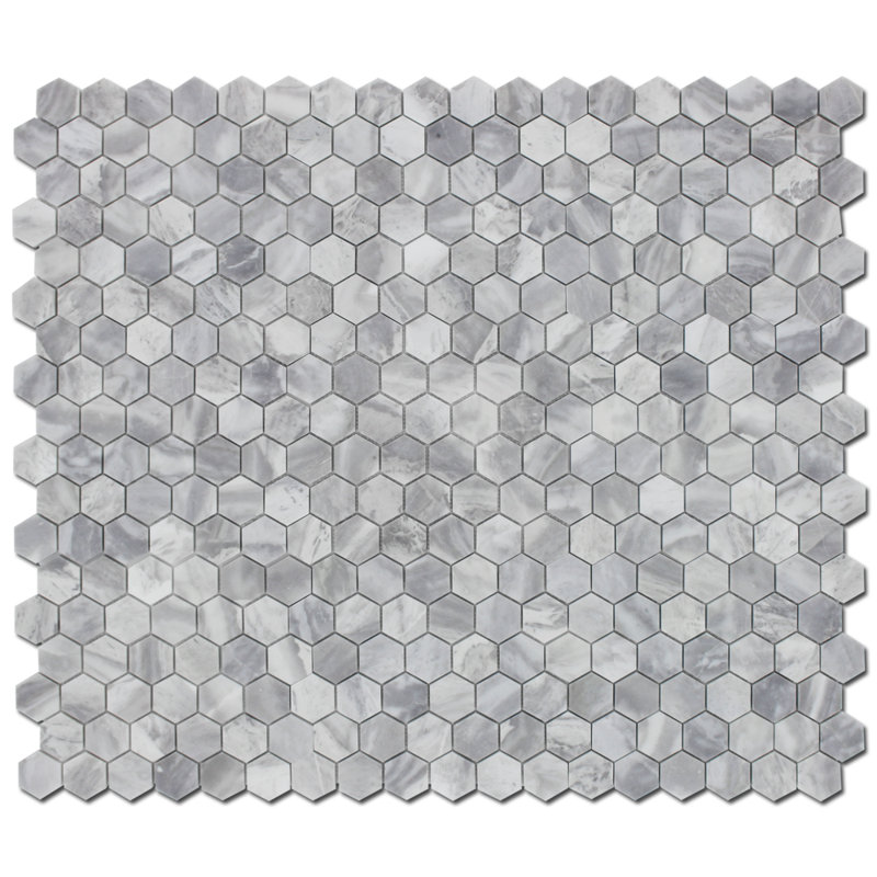 MOSAIQUE MONDAQUE DE 2 po HONED, Blanc / Gris